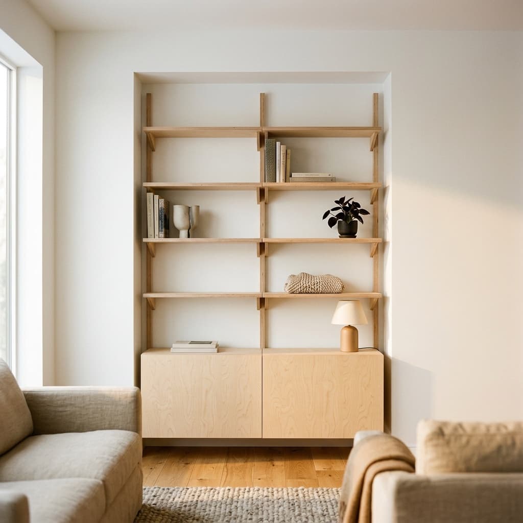 Mestra shelving installed and in use in a home